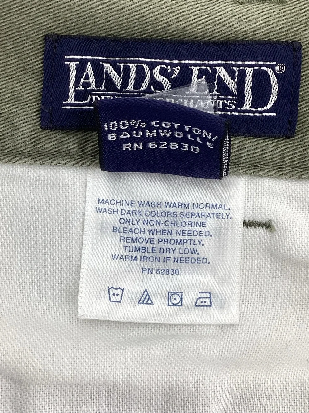 Lands' End Men's Olive Shorts - Light Green Flat Front